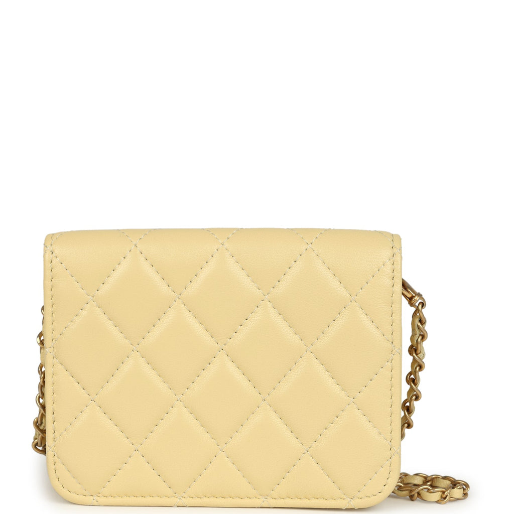 Chanel Mini Pearl Crush Belt Bag Light Yellow Lambskin Aged Gold Hardware