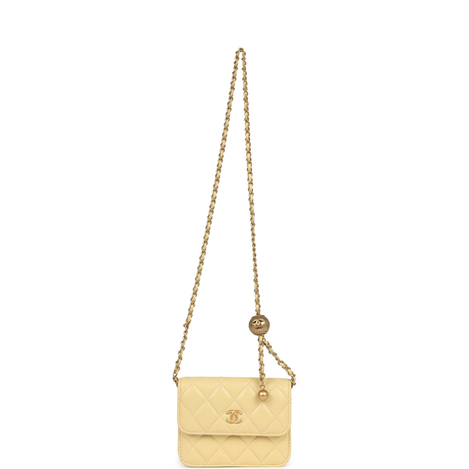 Chanel Mini Pearl Crush Belt Bag Light Yellow Lambskin Aged Gold Hardware