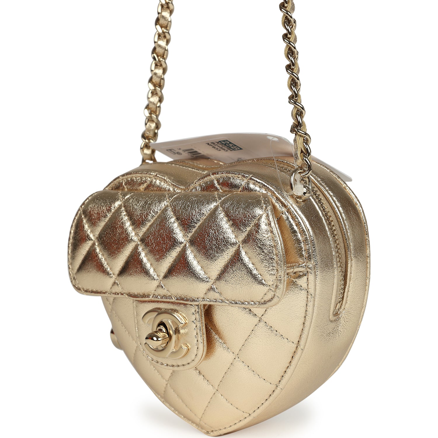 Chanel CC In Love Small Heart Bag with Chain Gold Metallic Lambskin Light Gold Hardware