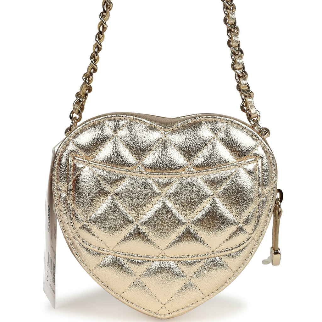 Chanel CC In Love Small Heart Bag with Chain Gold Metallic Lambskin Light Gold Hardware