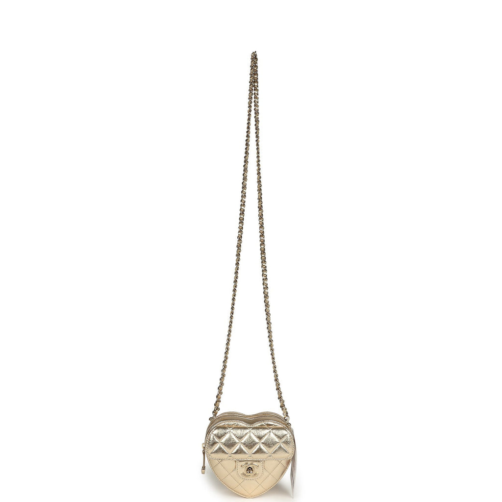 Chanel CC In Love Small Heart Bag with Chain Gold Metallic Lambskin Light Gold Hardware
