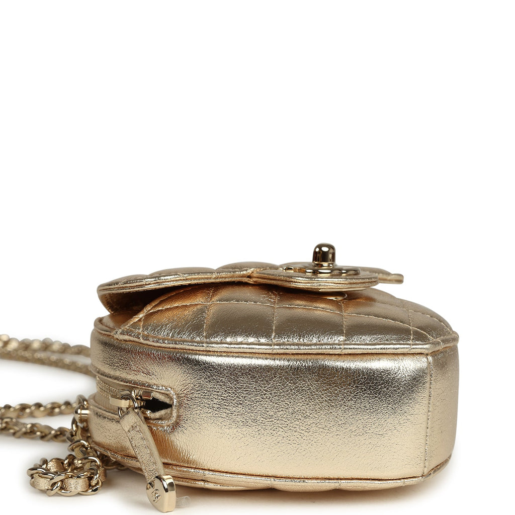 Chanel CC In Love Small Heart Bag with Chain Gold Metallic Lambskin Light Gold Hardware
