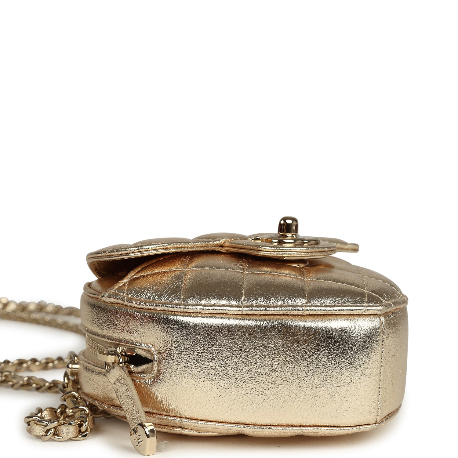 Chanel CC In Love Small Heart Bag with Chain Gold Metallic Lambskin Light Gold Hardware