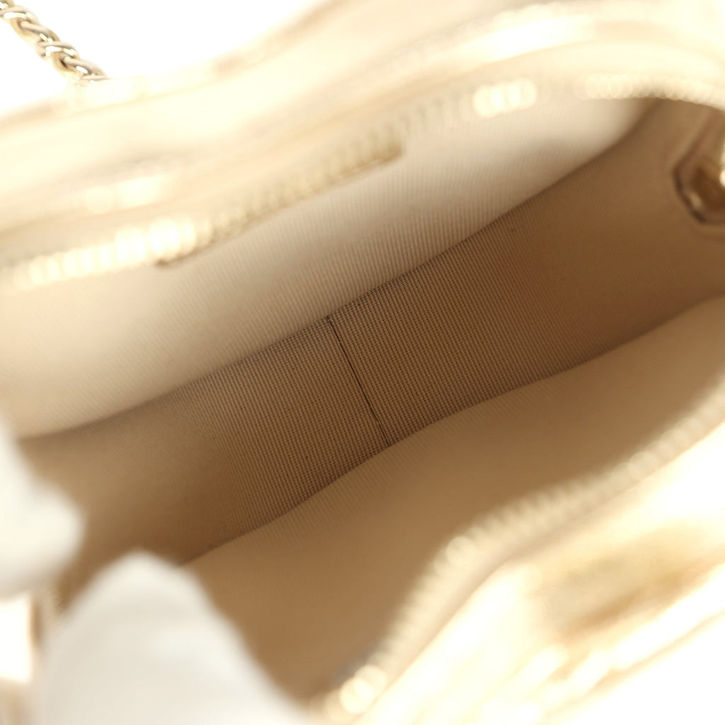 Chanel CC In Love Small Heart Bag with Chain Gold Metallic Lambskin Light Gold Hardware
