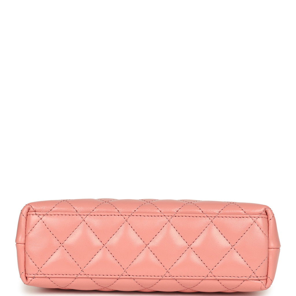 Chanel Small Kelly Shopper Coral Shiny Aged Calfskin Brushed Gold Hardware