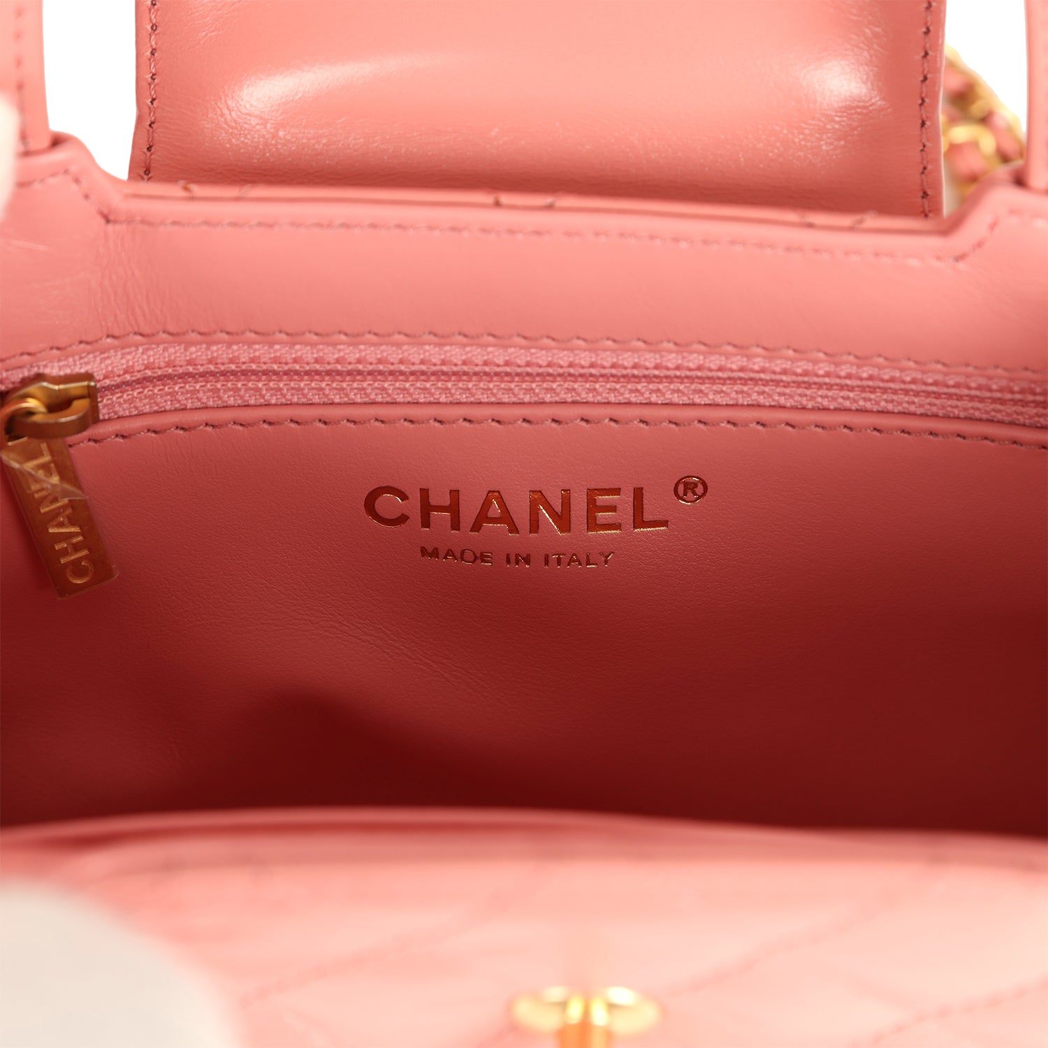 Chanel Small Kelly Shopper Coral Shiny Aged Calfskin Brushed Gold Hardware