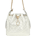 Chanel Medium 25 Hobo Bag Metallic Silver Caviar Antique Gold Hardware