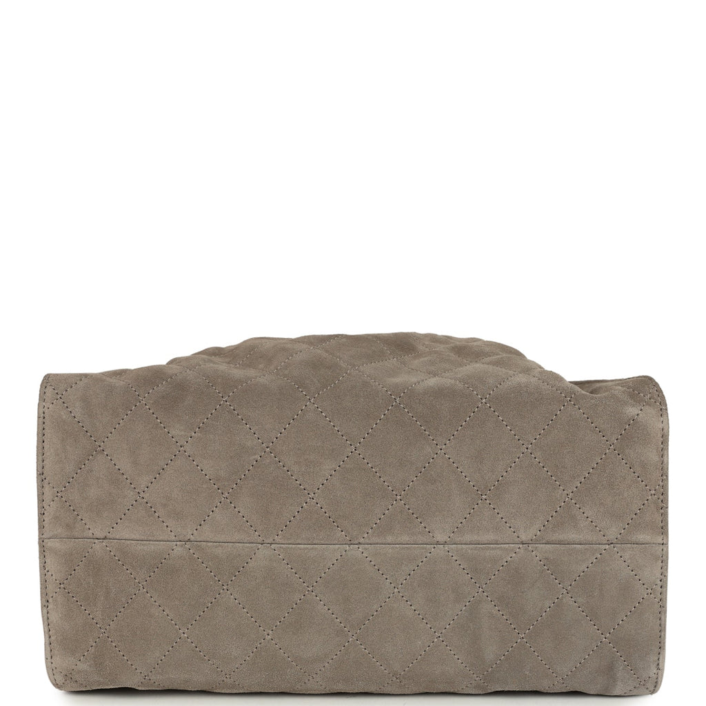 Chanel Medium 25 Hobo Bag Dark Grey Suede Antique Gold Hardware