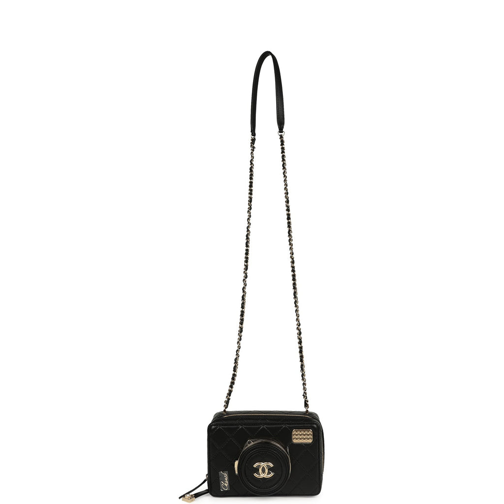 Chanel Coco Click Camera Bag Black Lambskin Light Gold Hardware