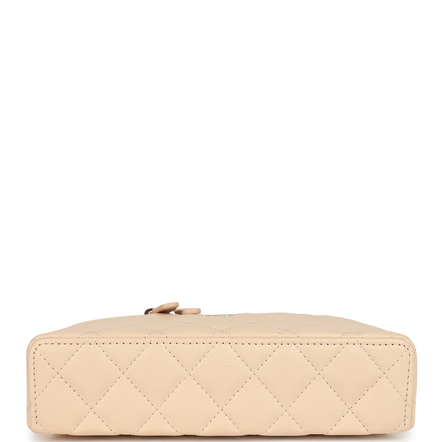 Chanel Top Handle Long Vanity Case with Chain Light Beige Shiny Caviar Light Gold Hardware