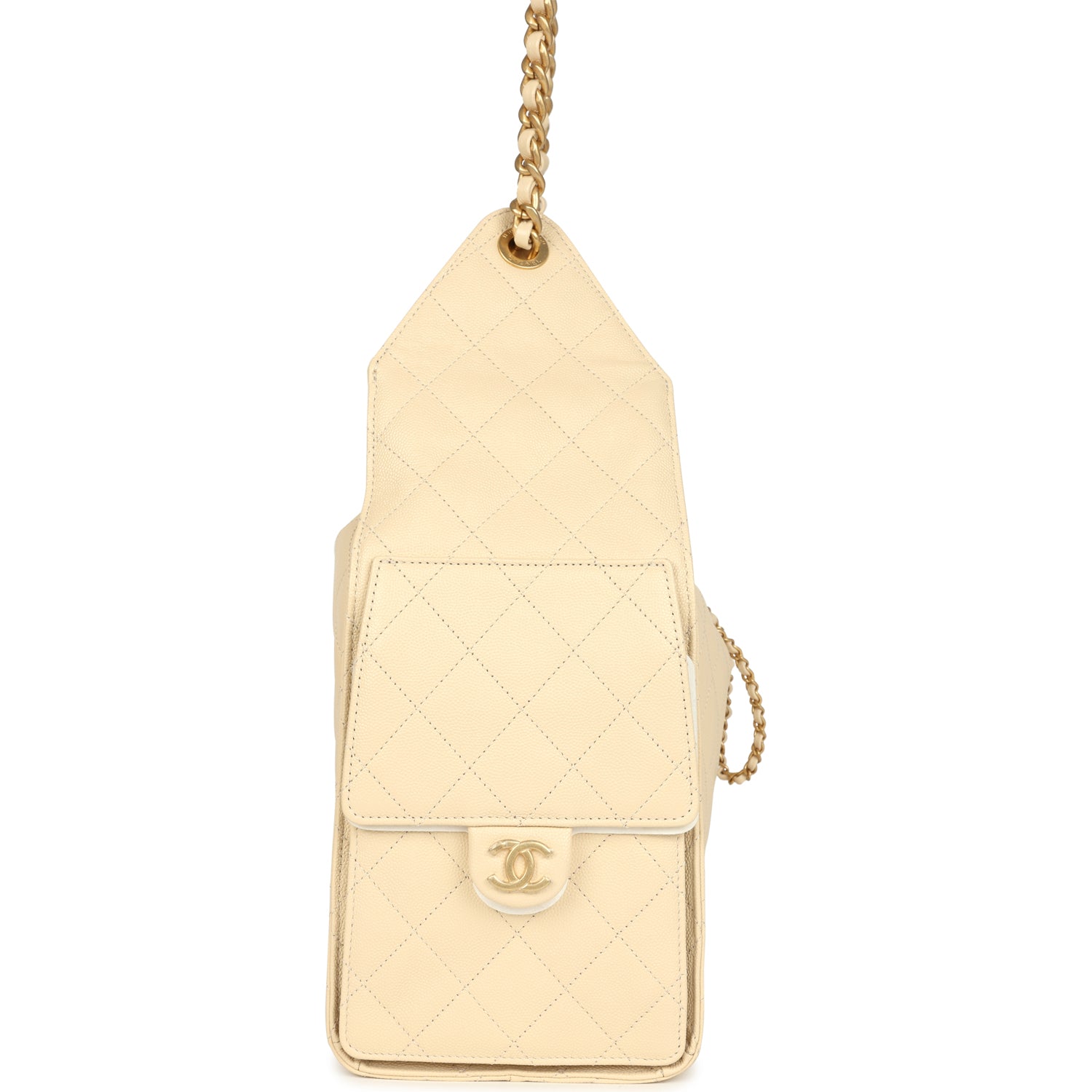 Chanel Medium 25 Hobo Bag Light Beige Caviar Antique Gold Hardware