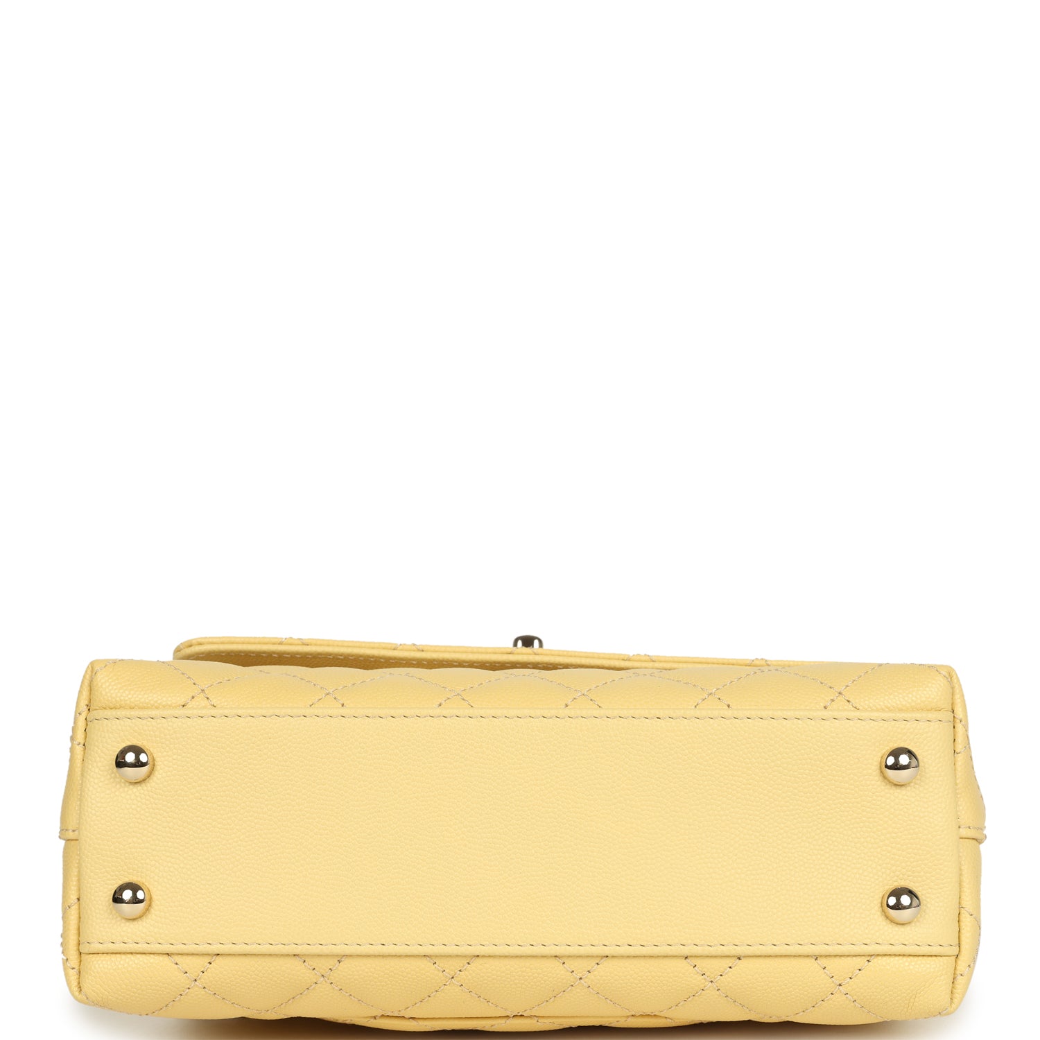 Chanel Mini Coco Top Handle Flap Bag Yellow Shiny Caviar Light Gold Hardware