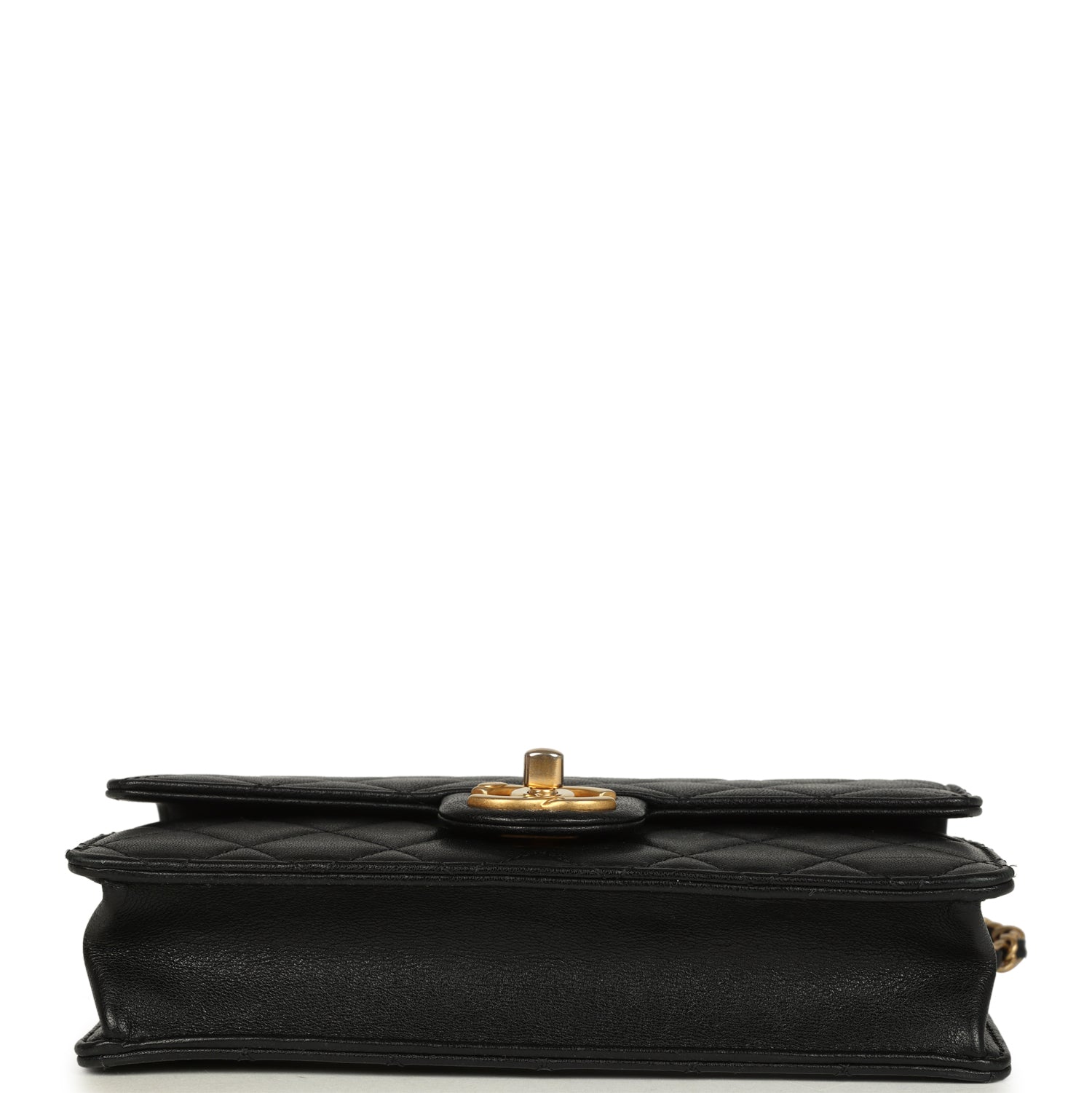 Chanel Small Chic Pearls Flap Bag Black Goatskin Antique Gold Hardware