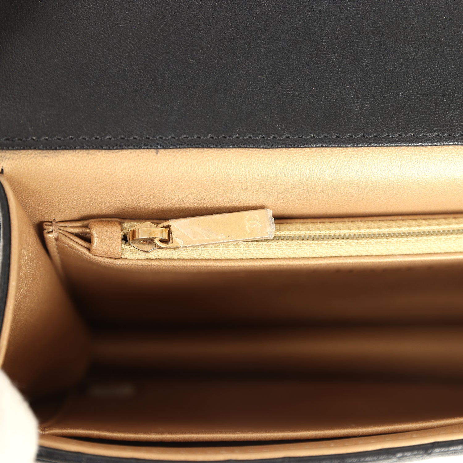 Chanel Small Chic Pearls Flap Bag Black Goatskin Antique Gold Hardware