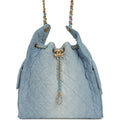 Chanel Medium 25 Hobo Bag Light Blue Washed Denim Antique Gold Hardware