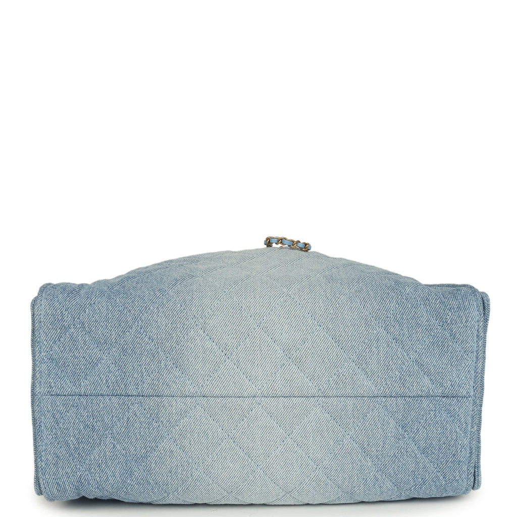 Chanel Medium 25 Hobo Bag Light Blue Washed Denim Antique Gold Hardware