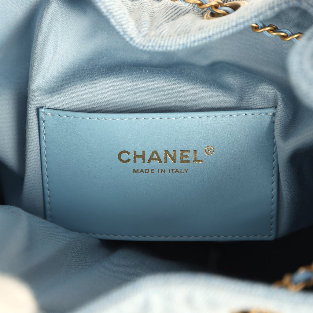 Chanel Medium 25 Hobo Bag Light Blue Washed Denim Antique Gold Hardware