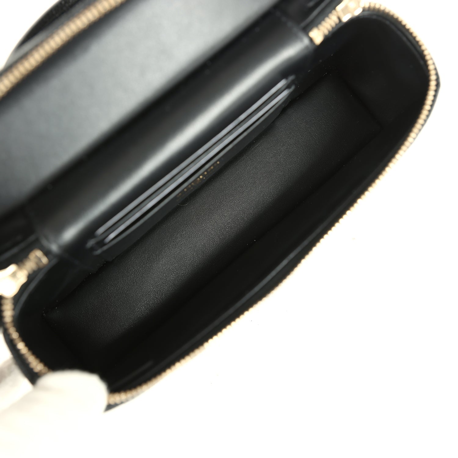 Chanel Top Handle Slim Vanity Case with Chain Black Shiny Caviar Light Gold Hardware
