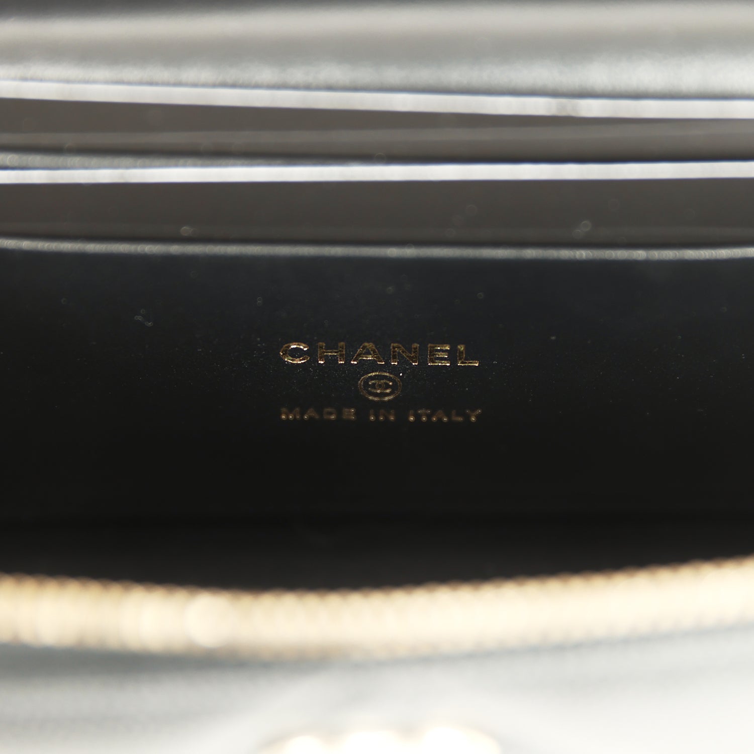 Chanel Top Handle Slim Vanity Case with Chain Black Shiny Caviar Light Gold Hardware