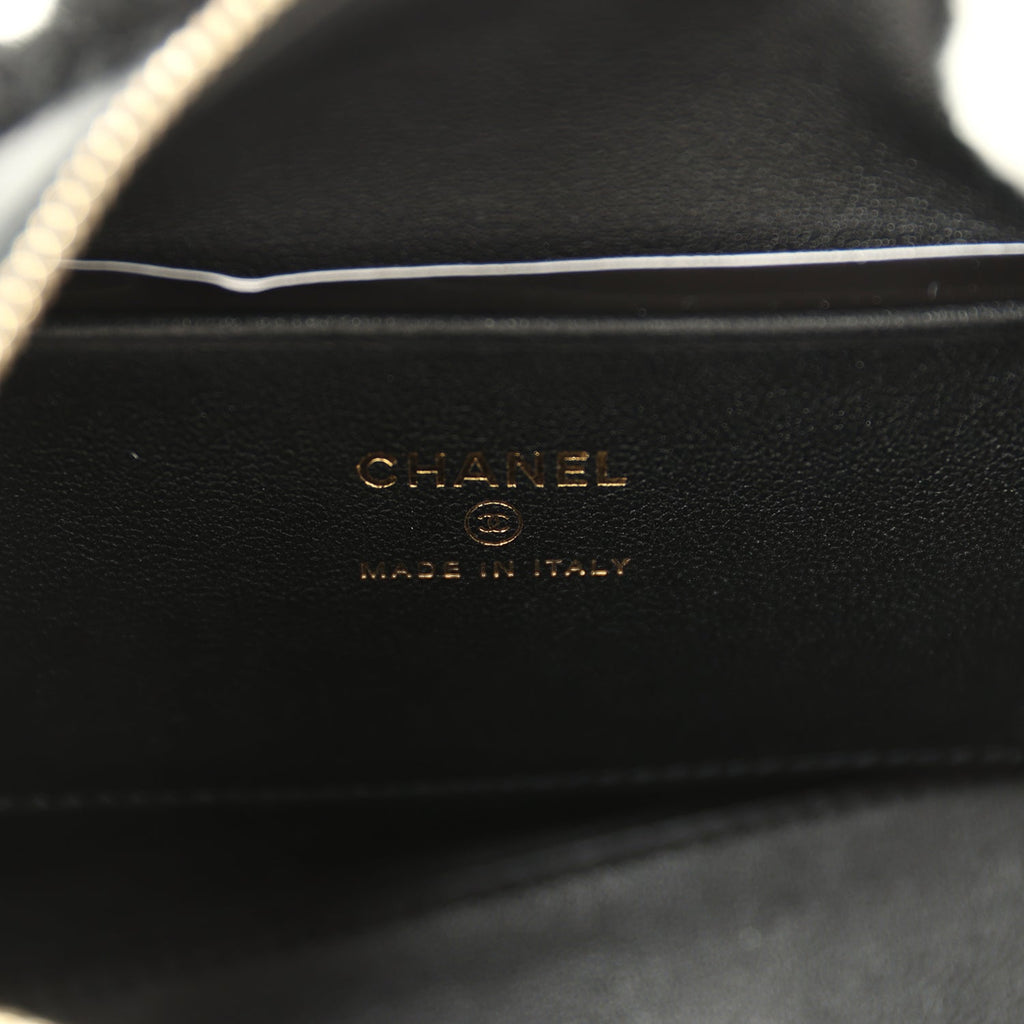 Chanel Mini Timeless Classic Barrel Bag with Chain Black Shearling Light Gold Hardware