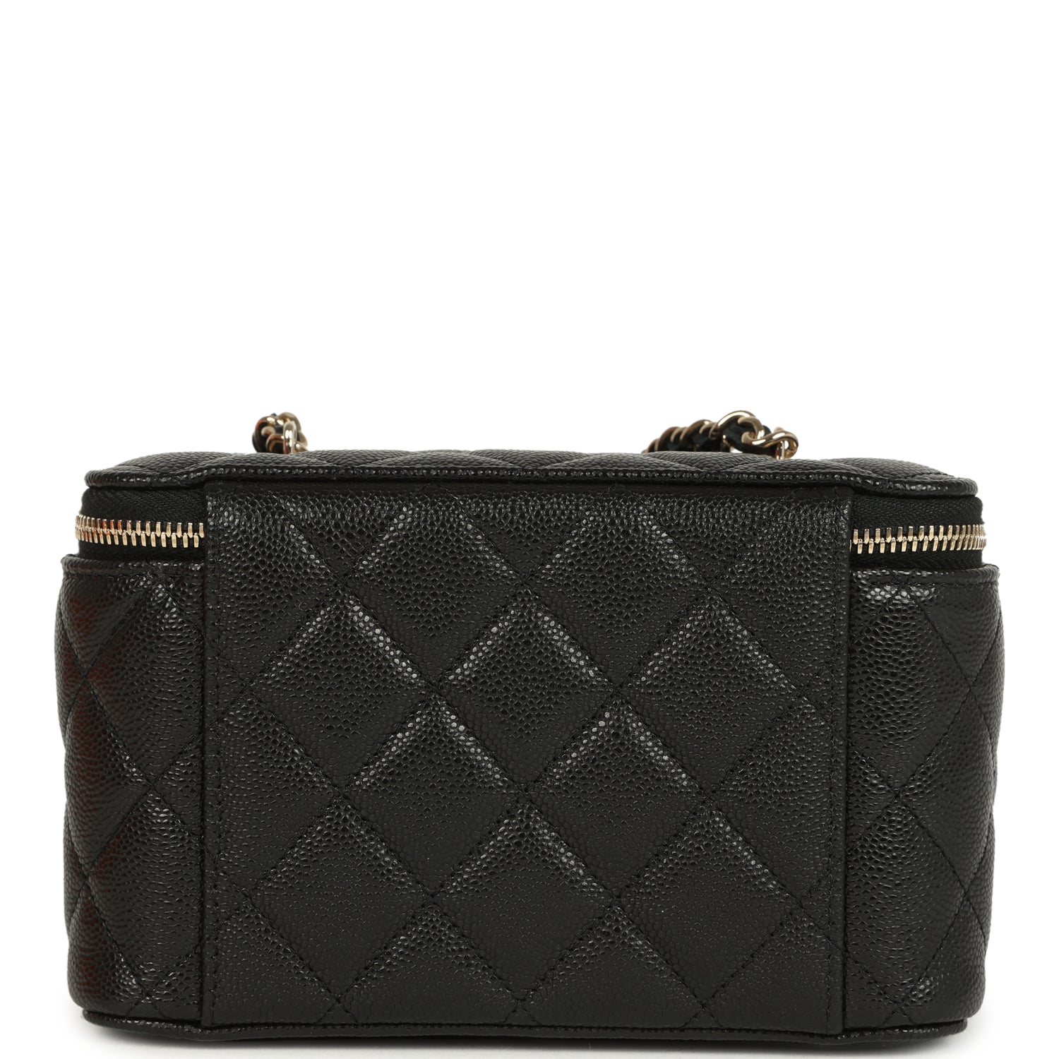 Chanel Small Classic Vanity Case Black Shiny Caviar Light Gold Hardware