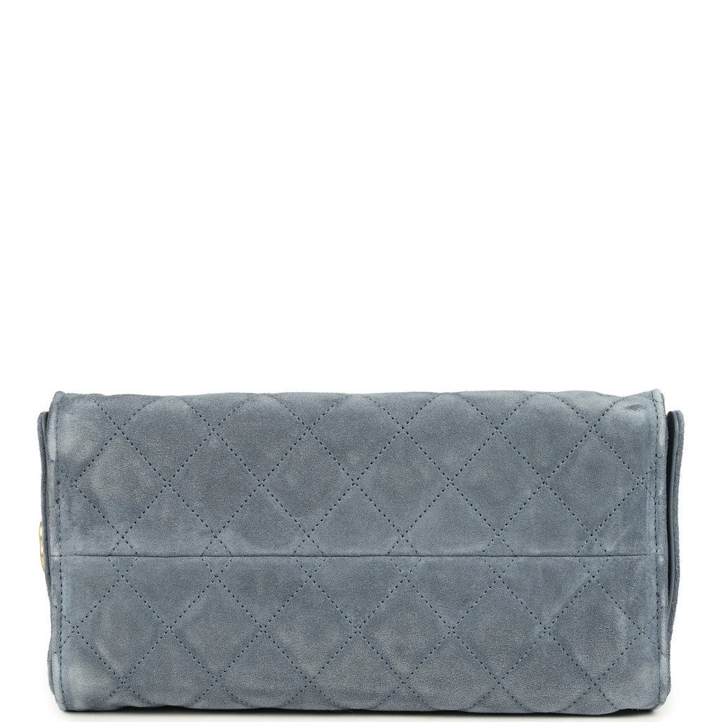 Chanel Small 25 Hobo Bag Blue Suede Antique Gold Hardware