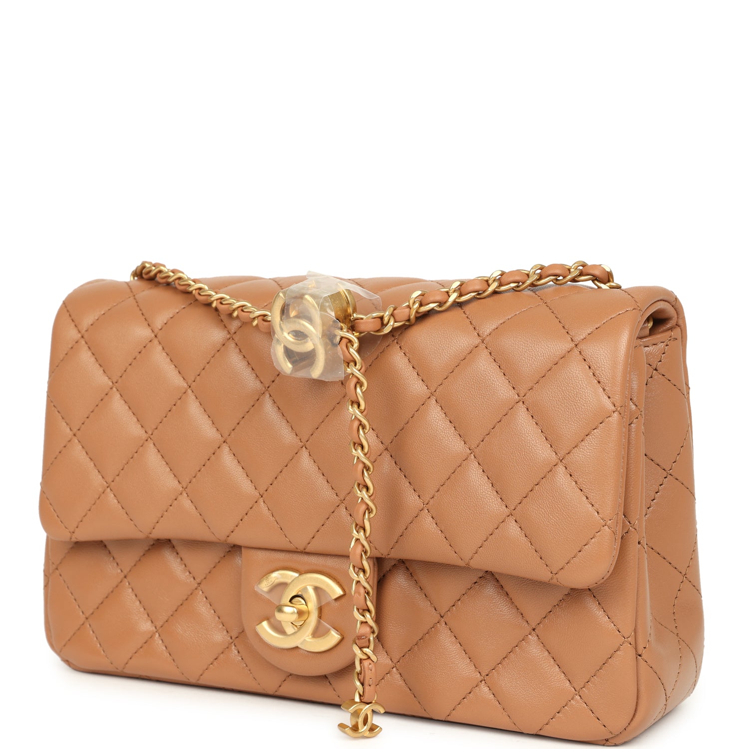 Chanel Small CC Crush Flap Bag Caramel Lambskin Brushed Gold Hardware
