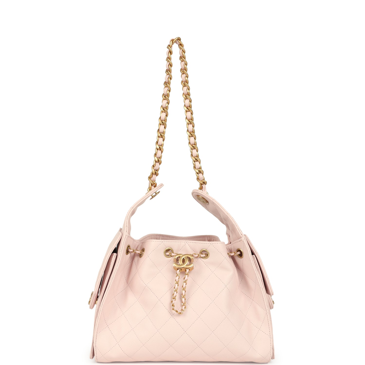 Chanel Small 25 Hobo Bag Light Pink Caviar Antique Gold Hardware