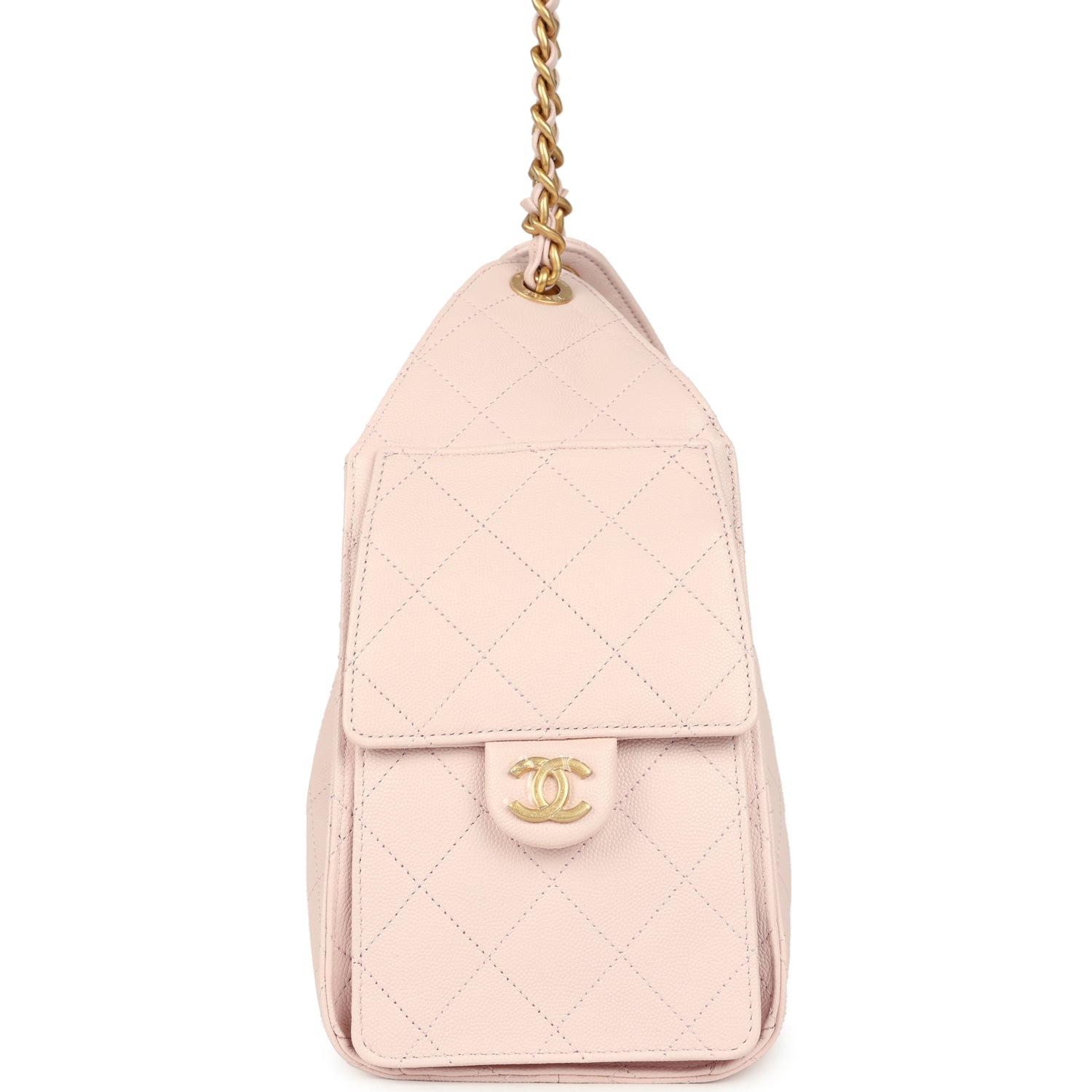 Chanel Small 25 Hobo Bag Light Pink Caviar Antique Gold Hardware