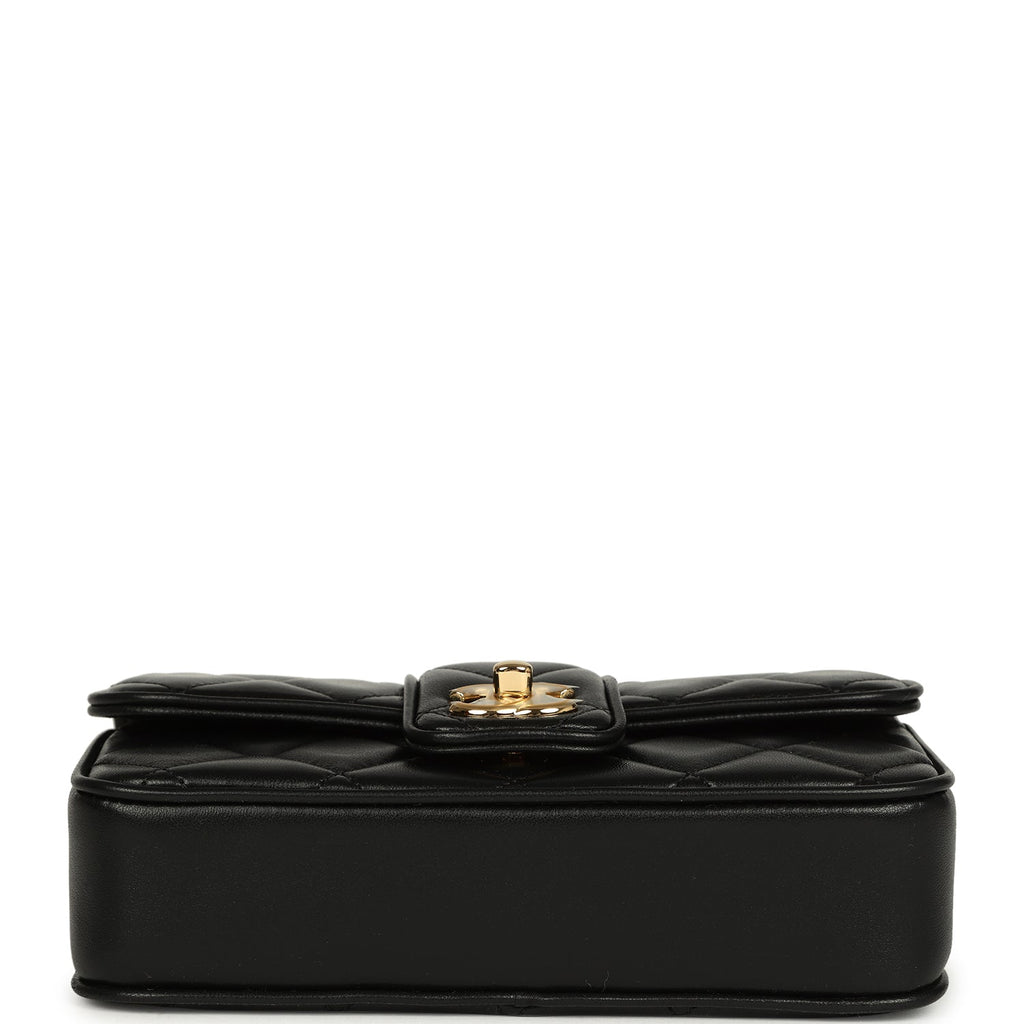 Chanel Mini Tab Flap Bag Black Lambskin Gold Hardware