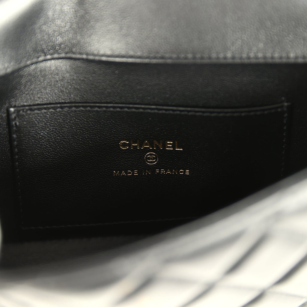 Chanel Mini Tab Flap Bag Black Lambskin Gold Hardware