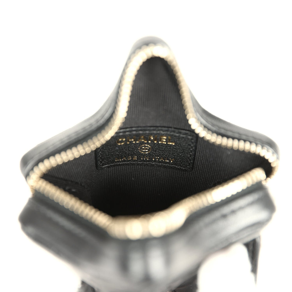 Chanel Mini Star Bag Charm Black Shiny Lambskin Light Gold Hardware