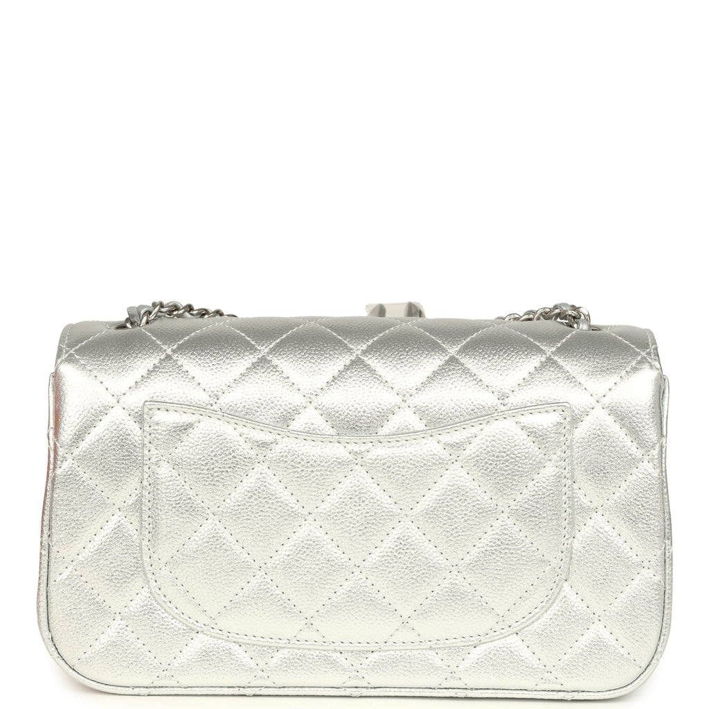 Chanel Mini CC Crush Flap Bag Silver Metallic Caviar Silver Hardware