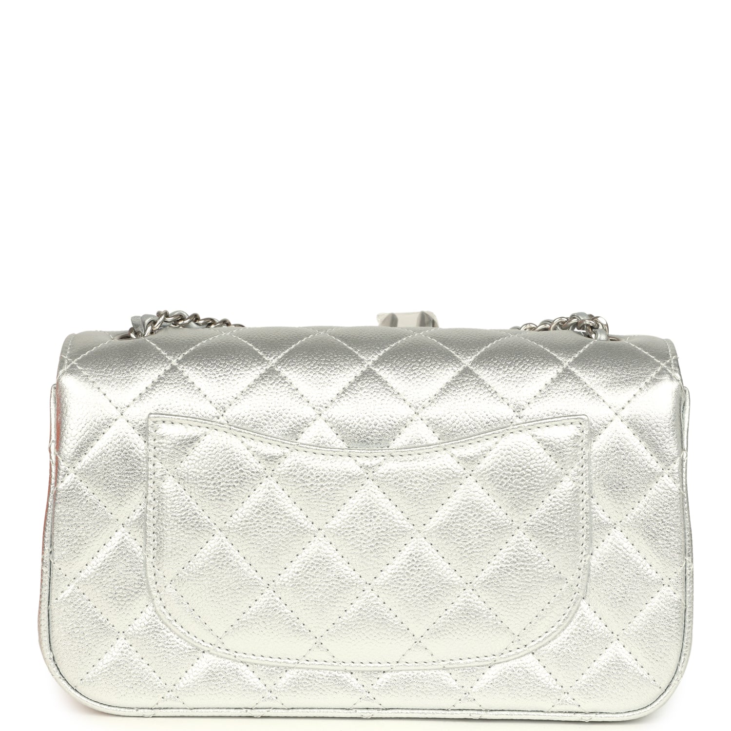 Chanel Mini CC Crush Flap Bag Silver Metallic Caviar Silver Hardware