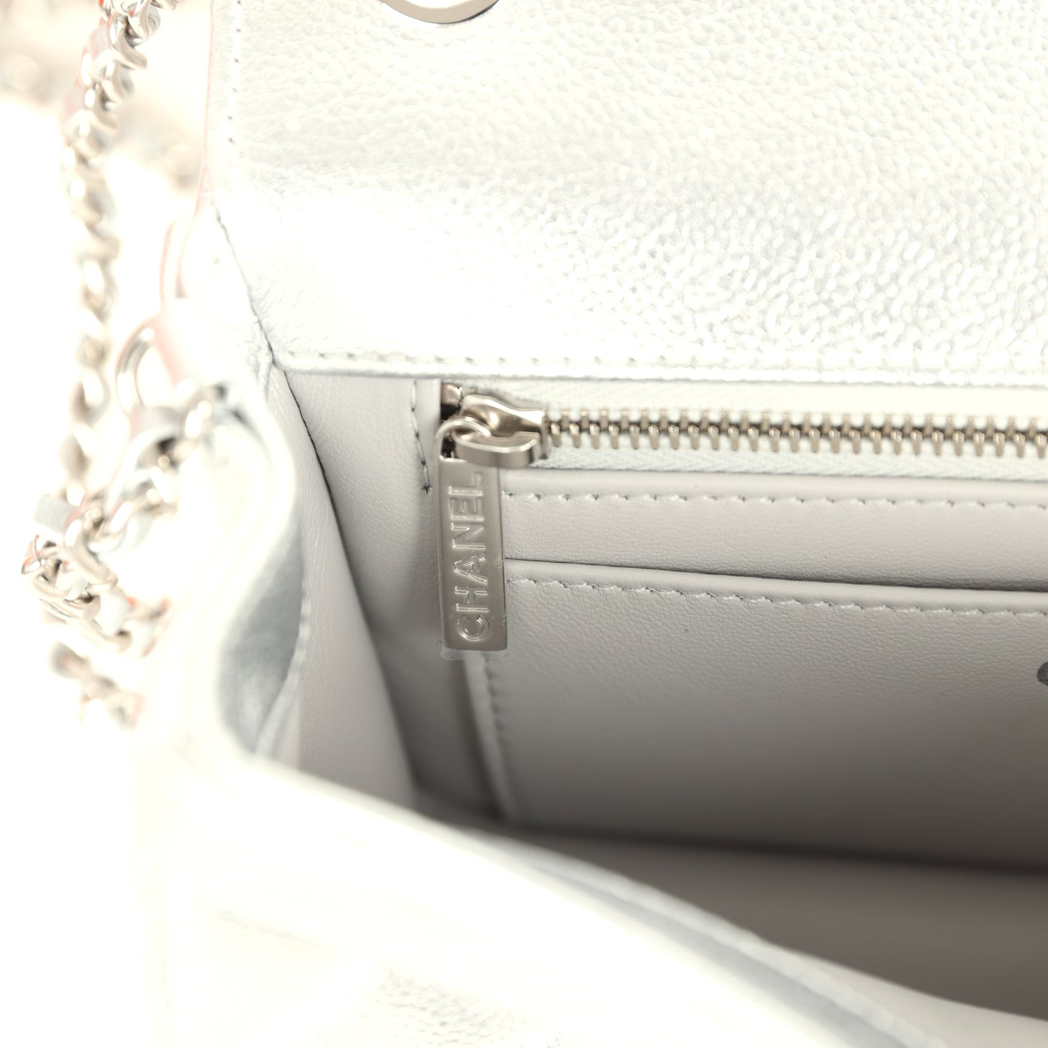 Chanel Mini CC Crush Flap Bag Silver Metallic Caviar Silver Hardware