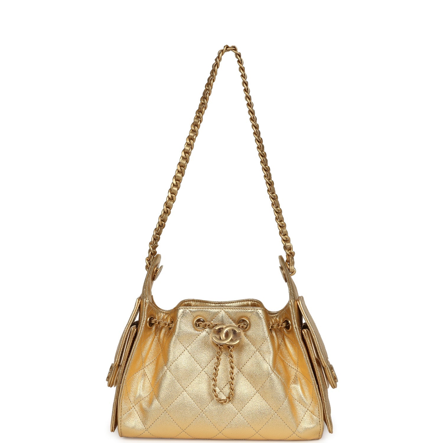 Chanel Mini 25 Hobo Bag Metallic Gold Caviar Caviar Antique Gold Hardware