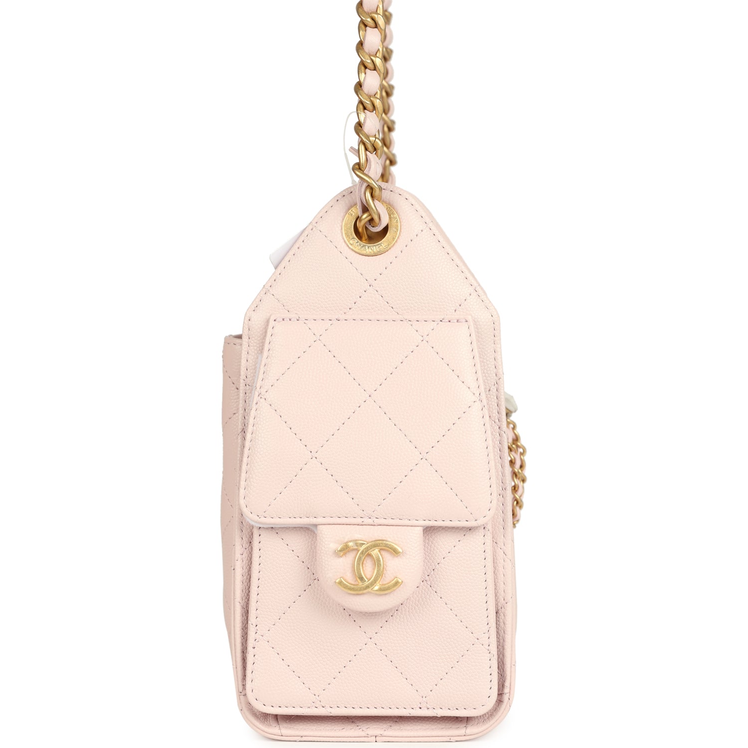 Chanel Mini 25 Hobo Bag Light Pink Caviar Antique Gold Hardware