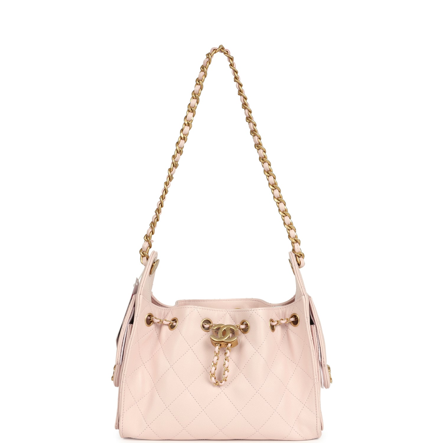 Chanel Mini 25 Hobo Bag Light Pink Caviar Antique Gold Hardware