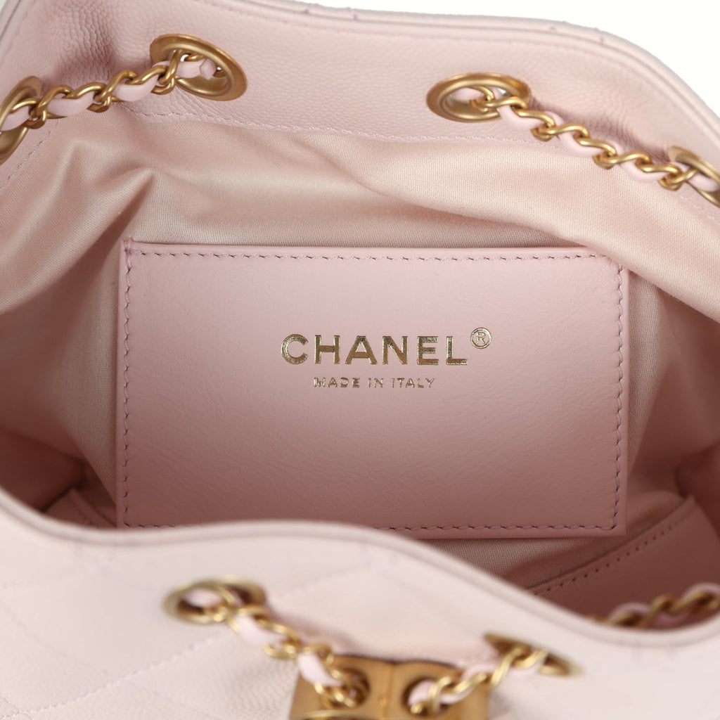 Chanel Mini 25 Hobo Bag Light Pink Caviar Antique Gold Hardware