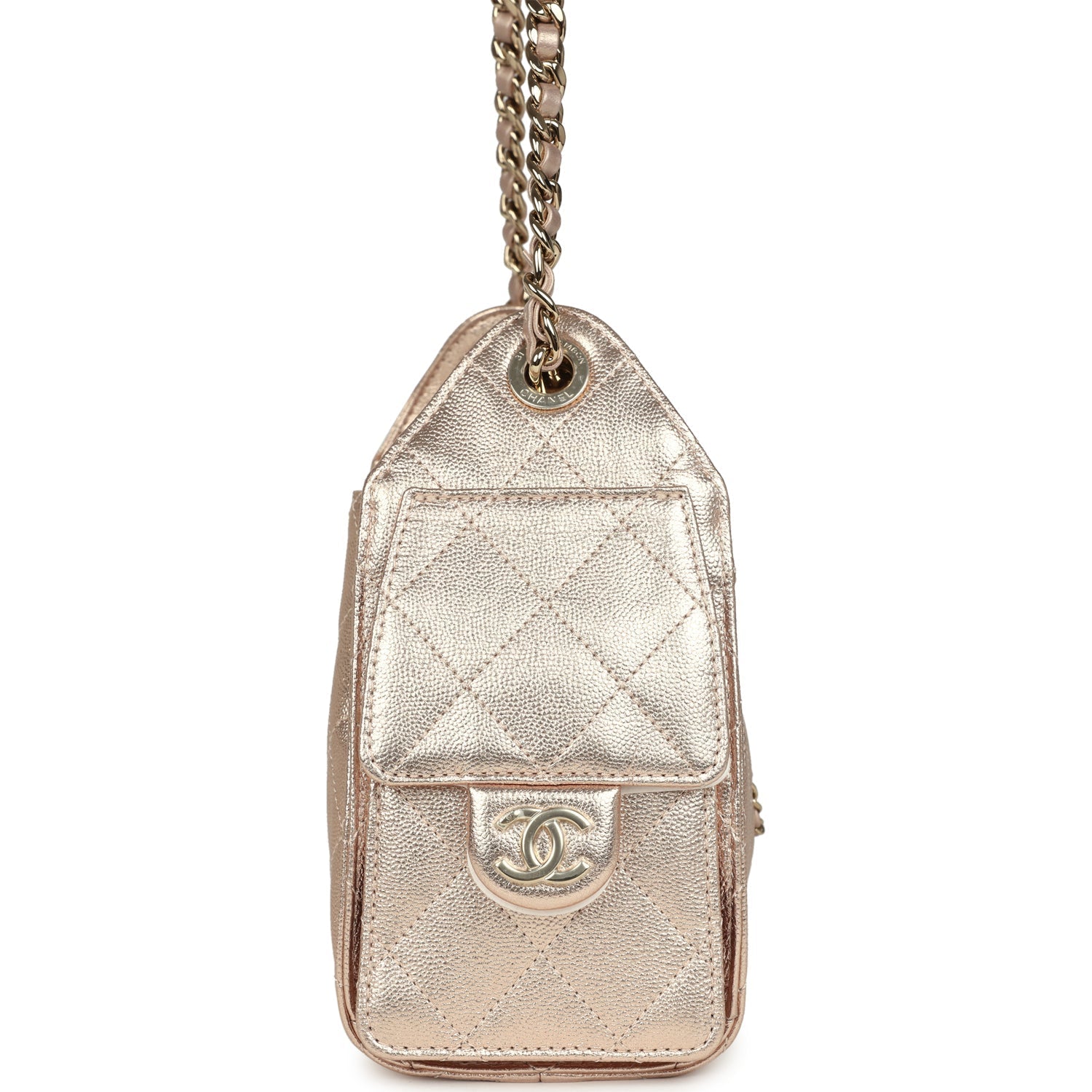 Chanel Mini 25 Hobo Bag Metallic Rose Gold Caviar Caviar Light Gold Hardware