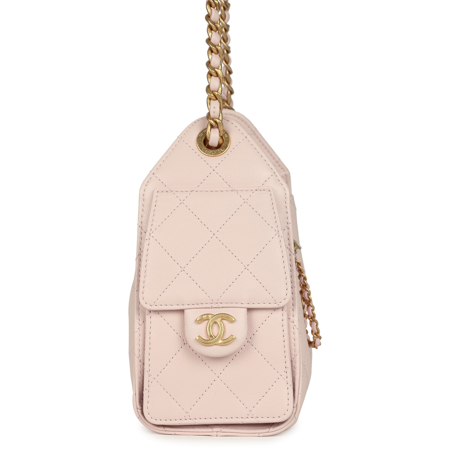 Chanel Mini 25 Hobo Bag Light Pink Caviar Antique Gold Hardware