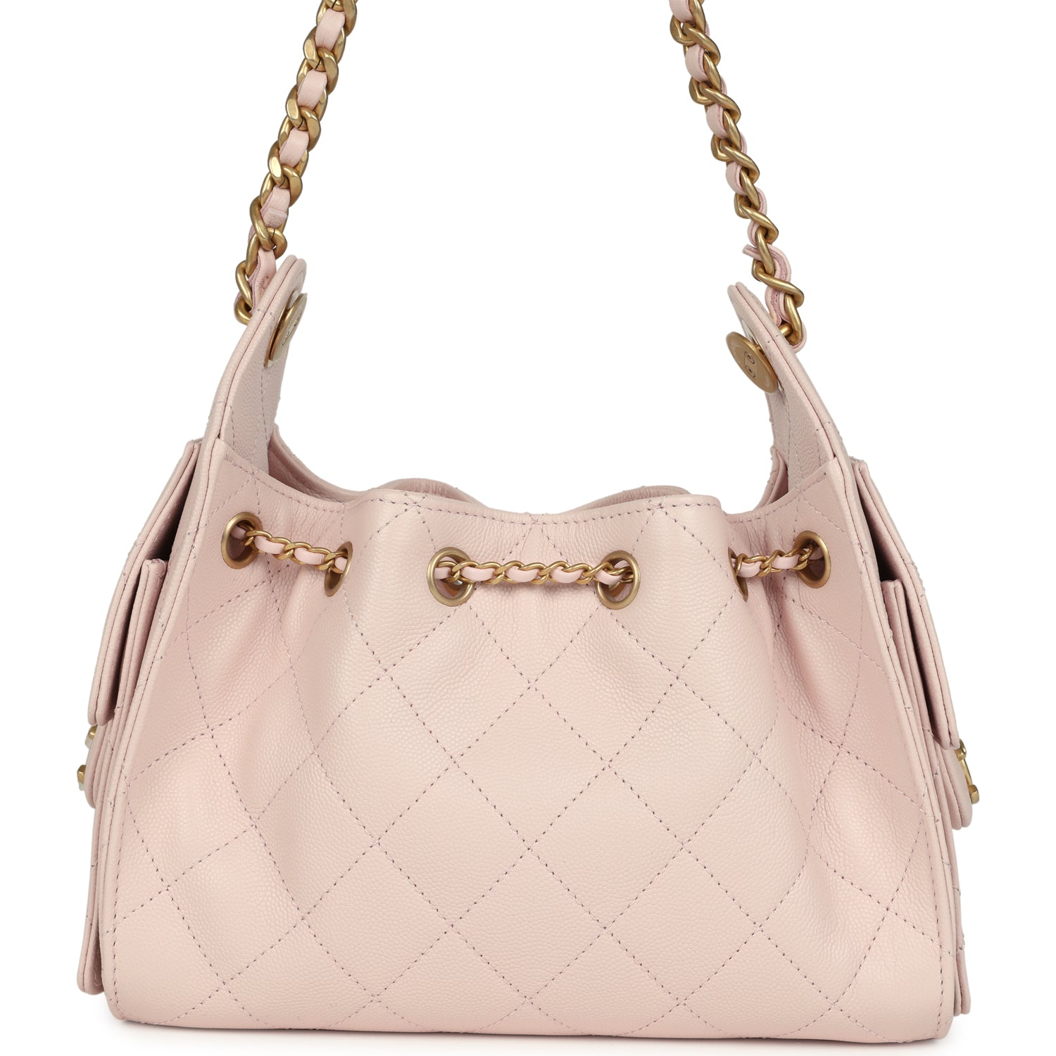Chanel Mini 25 Hobo Bag Light Pink Caviar Antique Gold Hardware