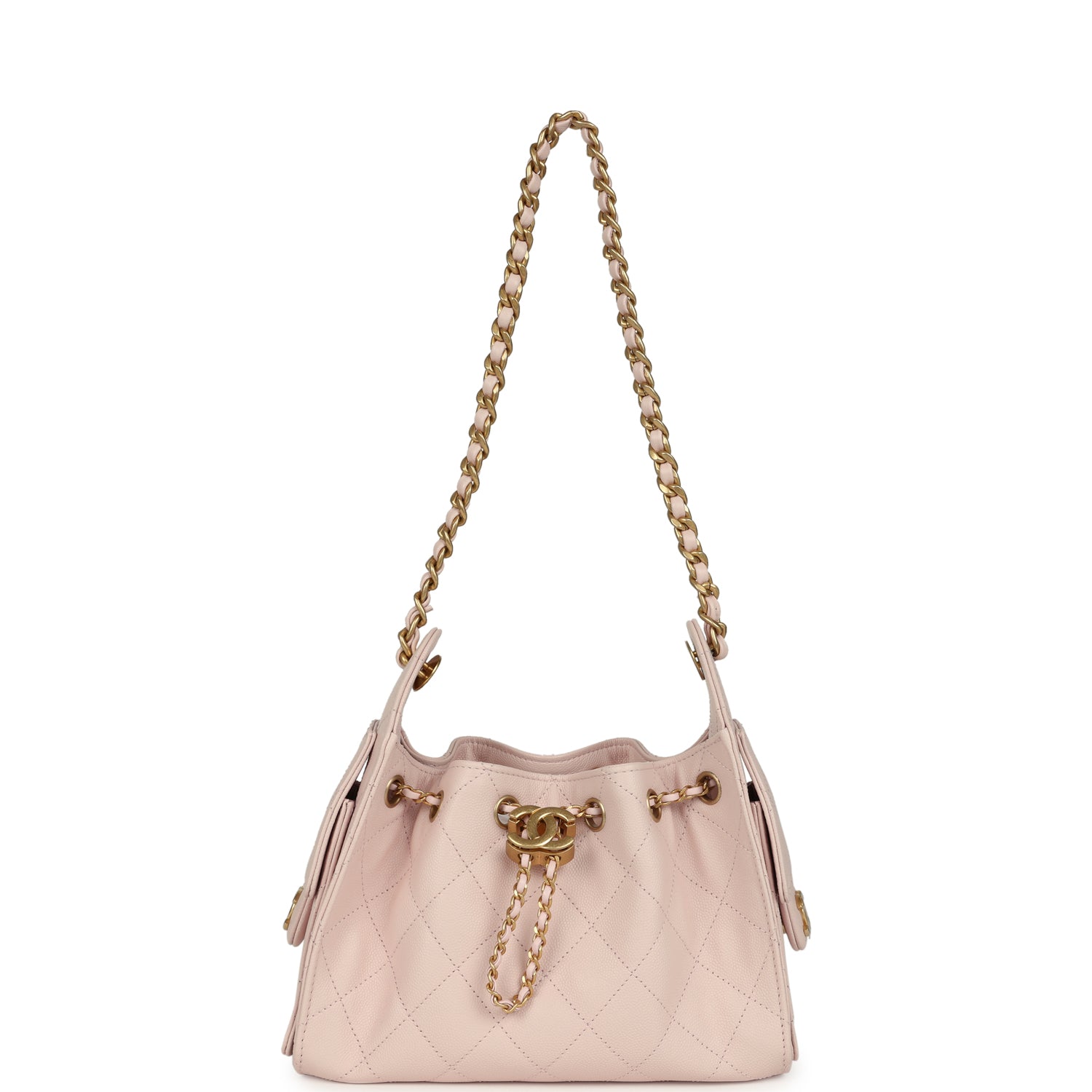 Chanel Mini 25 Hobo Bag Light Pink Caviar Antique Gold Hardware
