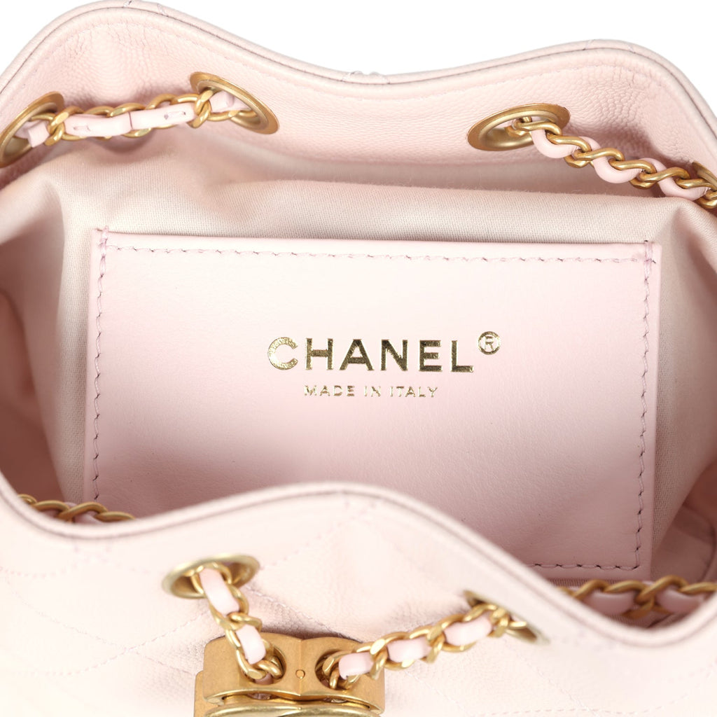 Chanel Mini 25 Hobo Bag Light Pink Caviar Antique Gold Hardware