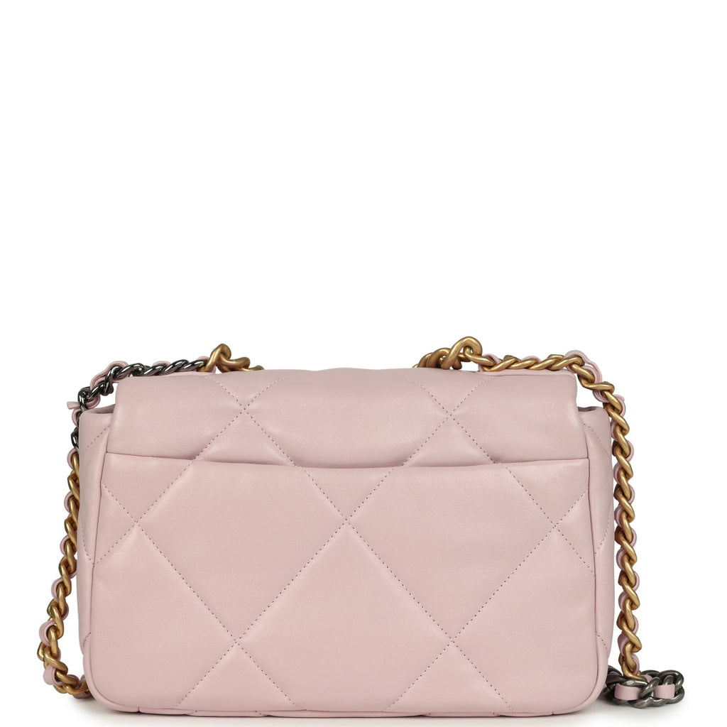 Chanel Medium 19 Flap Bag Light Pink Shiny Lambskin Mixed Metal Hardware