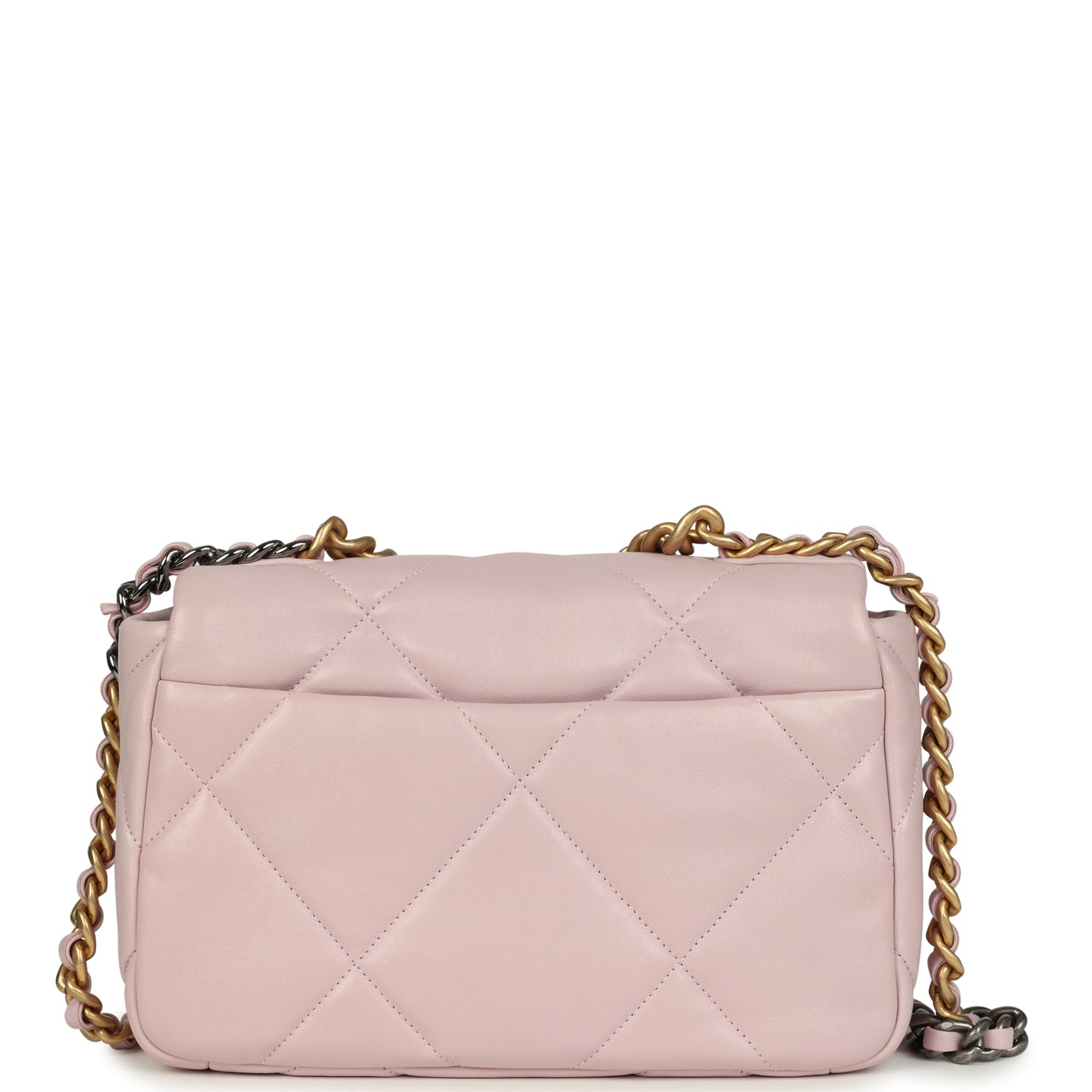 Chanel Medium 19 Flap Bag Light Pink Shiny Lambskin Mixed Metal Hardware