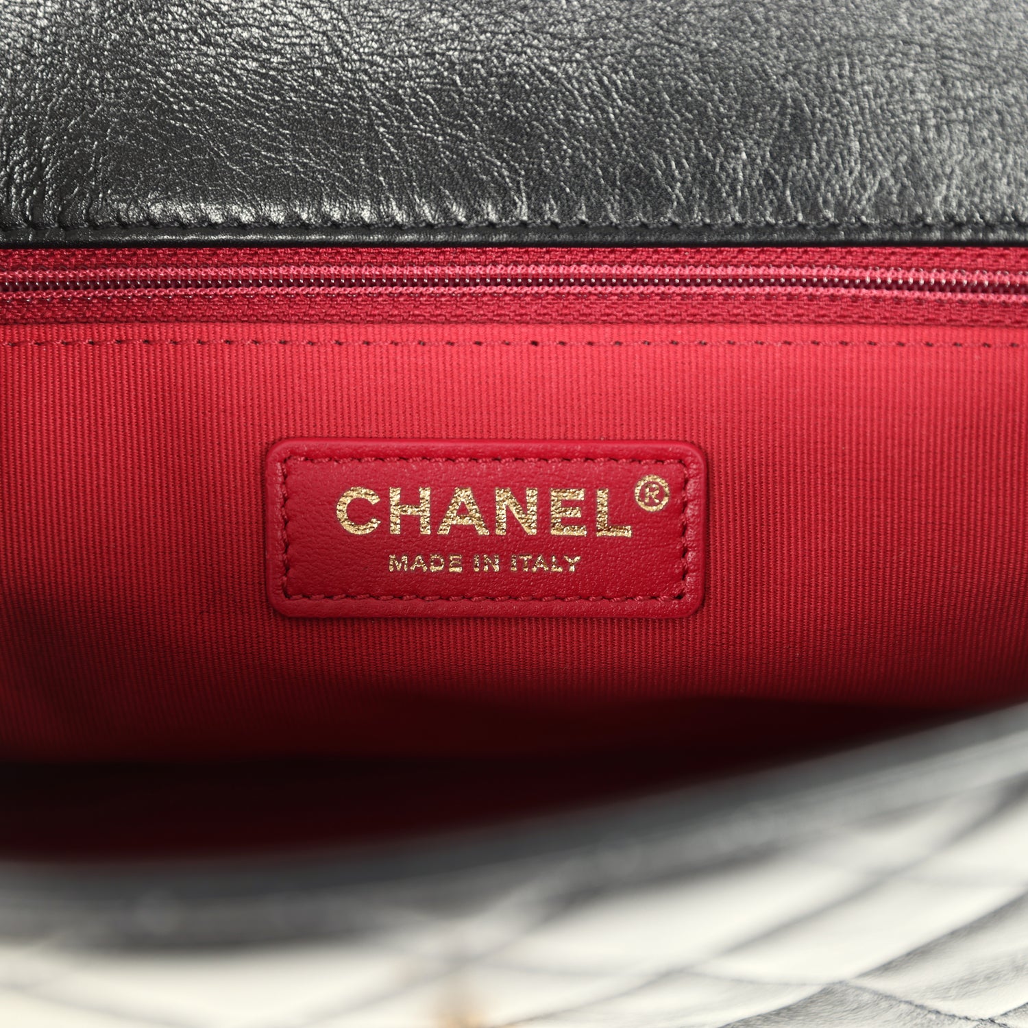Chanel Small Pearl Flap Bag Black Shiny Calfskin Brushed Gold Hardware