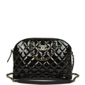 Chanel Top Handle Shopping Bag Black Patent Leather Gold Hardware