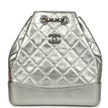 Chanel Small Gabrielle Backpack Metallic Silver Aged Calfskin Mixed Metal Hardware