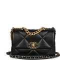 Chanel Medium 19 Flap Bag Black Shiny Lambskin Mixed Hardware